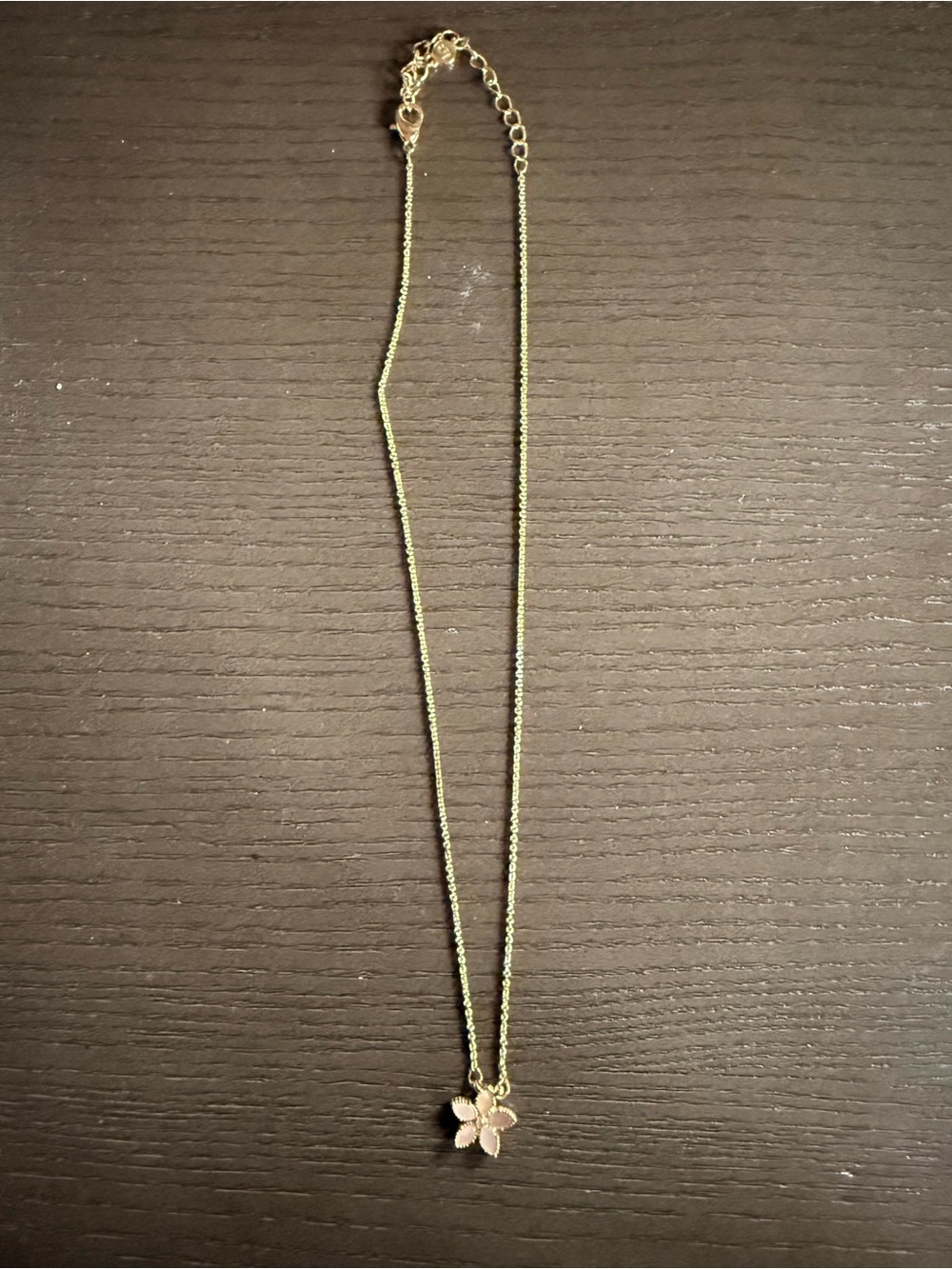 Delicate Gold Necklace with White Flower Pendant